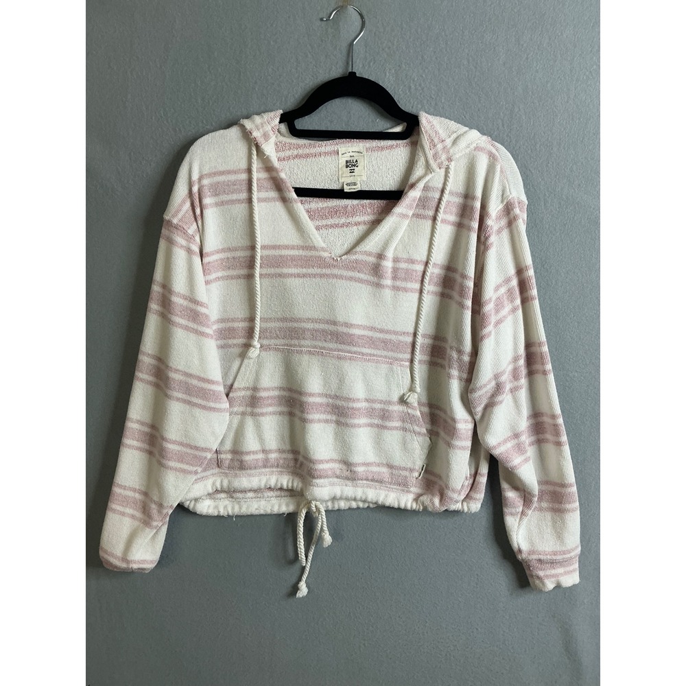 Billabong‎ Hoodie Women's Medium Striped Pullover Drawstring Lightweight